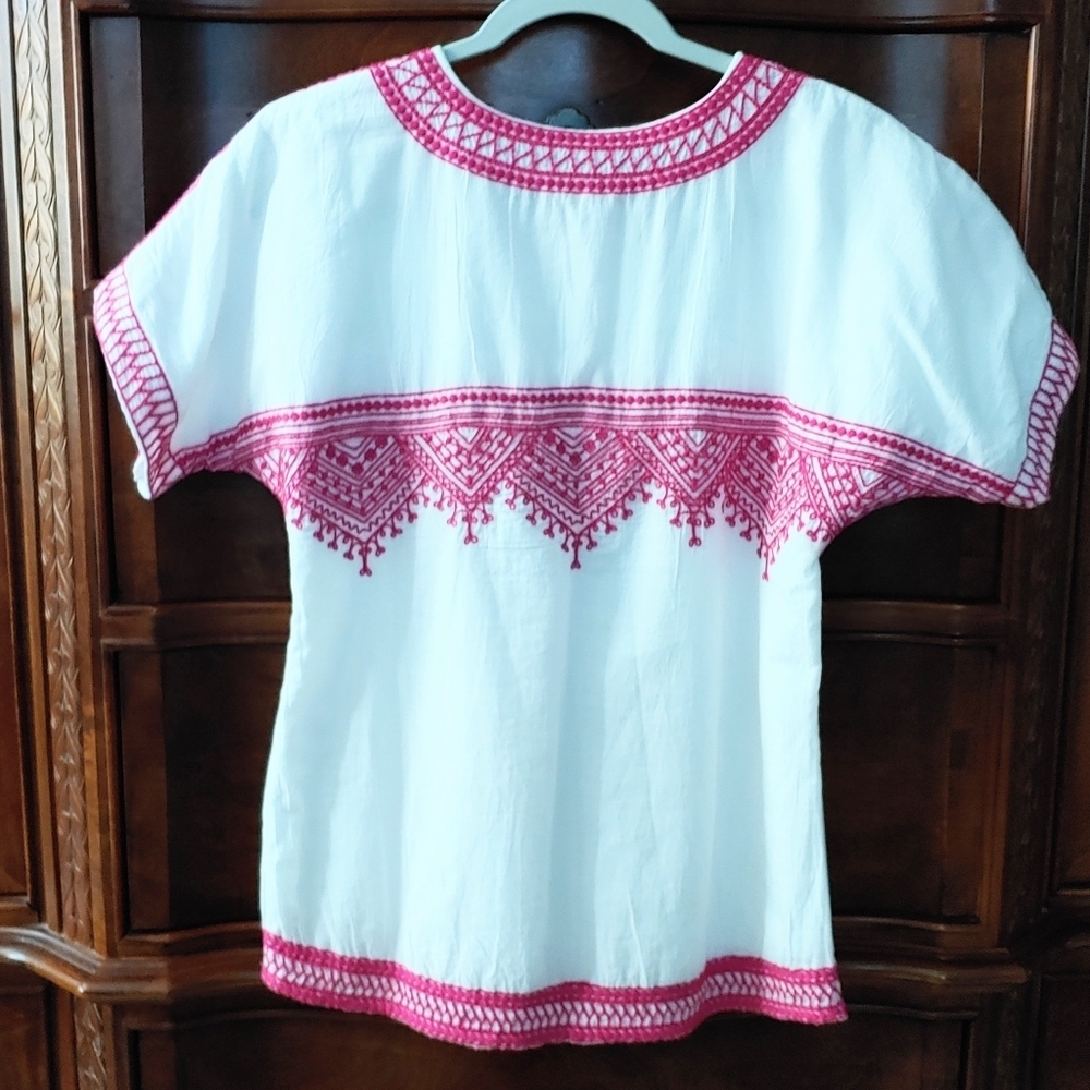Pomegranate tunic top. XS pink and white - Picture 2 of 12